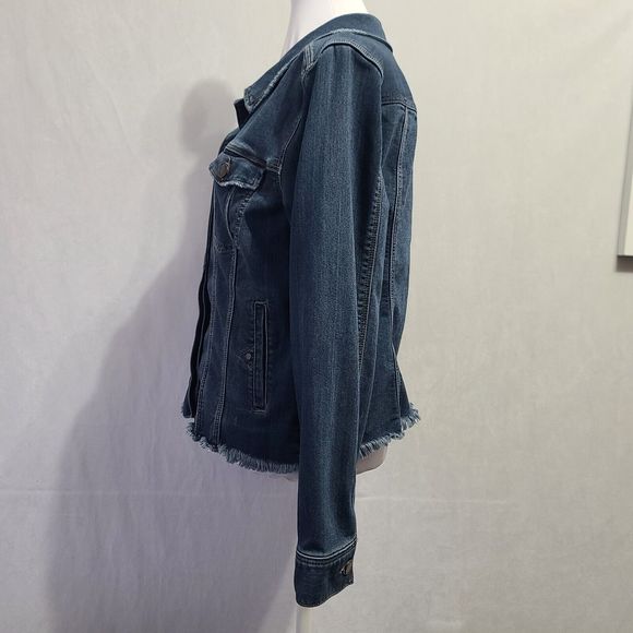 Liverpool Los Angeles Distressed Denim Jacket Women's Size Large Blue - Picture 2 of 12